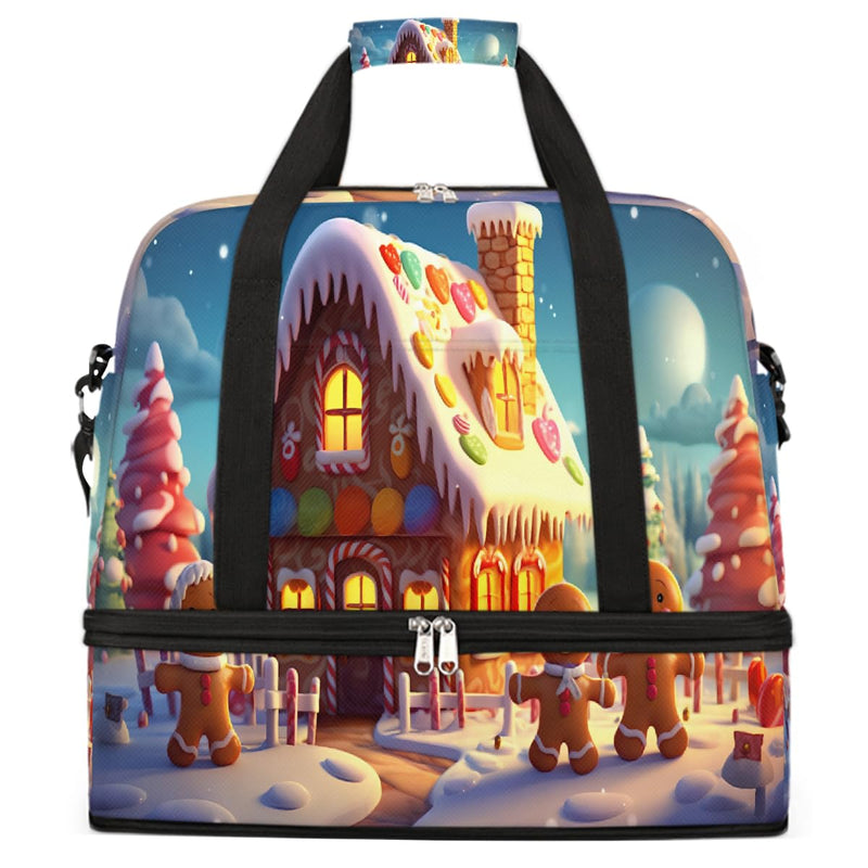 Sports Gym Bag Christmas Cookies Igloo Large Travel Duffel Bag With Shoe Compartment Foldable Waterproof Carry-On Weekend Travel Bags for Camping Overnight Yoga Hospital Travel Bags