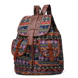 Zeollashop Hippie Canvas Women Backpack Purse- Boho Style Ethnic Drawstring Causal Double Shoulder Vintage Travel Daypack (Landscape), Large