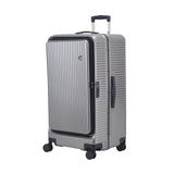 Kaleenie 29 Inch Aluminum Checked Luggage with Side Opening Zipper, 40 * 37 * 77cm, 113L, Lightweight Hardshell ABS+PC Suitcase with TSA Lock, 360° Universal Wheels, Dark Gray