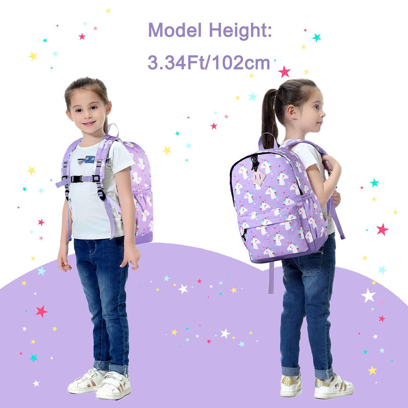 VASCHY Toddler Backpack for Girls, Cute Lightweight Water Resistant Preschool Backpack for Kindergarten Little Girls Bookbag Unicorn