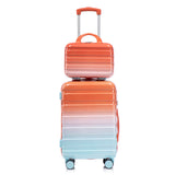 Zentrava 2 Piece Hardshell Luggage Set, Lightweight Durable Carry-On Luggage with Spinner Wheels, 20 Inch ABS Luggage with 14 Inch Cosmetic Case for Travel, Women, Girls (Blue Red)