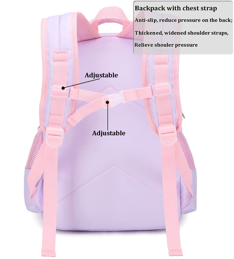 JIANYA Girls Backpack for School Mermaid School Bags Kindergarten Kids Backpacks with Lunch Box & Chest Strap, Light Blue