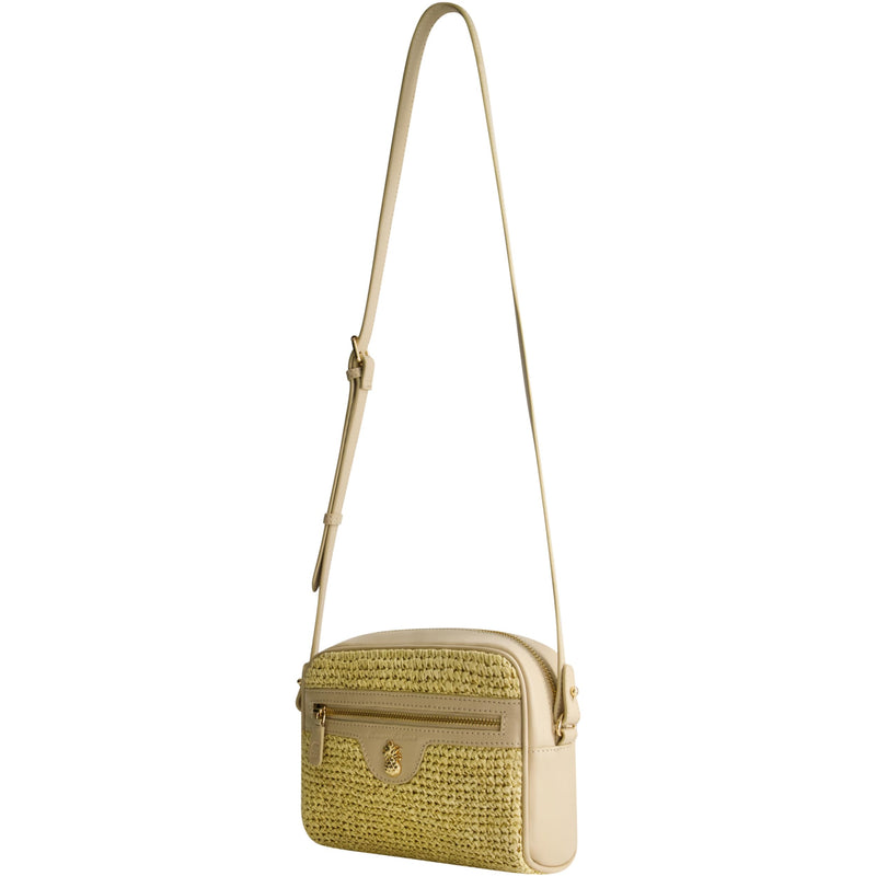 Tommy Bahama Camera Bag, Women's Mini Shoulder Handbag with Woven Design and Adjustable Shoulder Strap, Tan