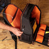 Klein Tools 62805BPTECH 28-Pocket Laptop Backpack Tool Bag, Tradesman Pro Extra-Large Tech Tool Backpack with Molded Bottom, Charging Port