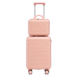 Zentrava 20 Inch Pink Hardshell Carry on Luggage with 14 Inch Cosmetic Case, 2 Pcs Lightweight Durable Spinner ABS Suitcase Set with TSA Lock for Travel, Business, Women, Girls