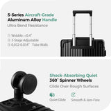 cllson Carry on Luggage Aluminium Frame with Cup Holder,Top opening Suitcases and USB Charging Port,Lightweight with Front Pocket Rolling Suitcases with Spinner Wheels (Black, 20Inch)