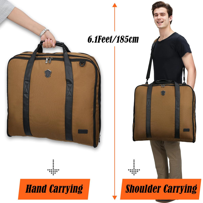 WELKINLAND 2-Suit Carry On Garment Bag for Travel, 30-L Suits Holder Travel Bag, 8-Pocket Garment Bag for Men, Wrinkle-Free Travel Garment Bags for Suits, Durable Suit Carrier Garment Travel Bag