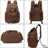 Canvas Backpack Unisex Vintage Casual Rucksack 17 inch Laptop Daypacks Schoolbag College Bookbag Hiking Camping Travel Bag Coffee