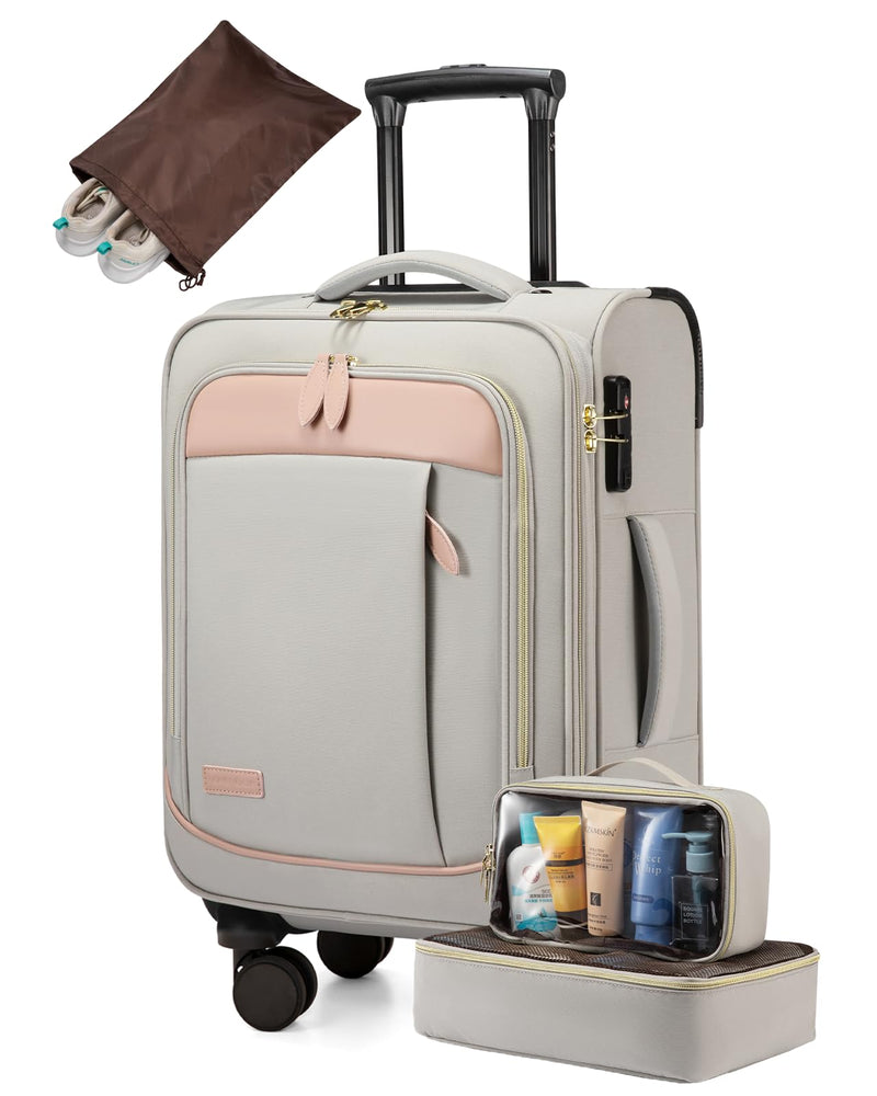 LOVEVOOK 4 Pcs Carry On Luggage 22x14x9 Airline Approved 20 Inch Underseat Carry on Suitcase for Women Men Softside Travel Luggage with Spinner Wheels and TSA Lock