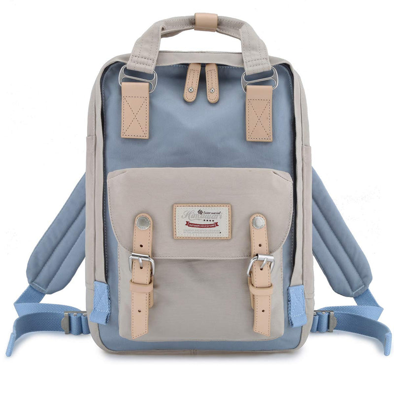 Himawari Backpack/Travel Backpack for Women 14.9" College Vintage Waterproof Bag ， Work Backpack for 14inch Laptop(HIM-30#Beige & blue)