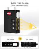 LUGGEX Luggage Locks, TSA Locks for Luggage, Luggage Locks TSA Approved, Combination Lock, One-Button Reset & Cut Resistant (Black,4 Pack)