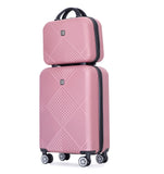Tripcomp 2 Piece Carry on Luggage Set, Airline Approved 20 Inch Luggage with Cosmetic Case HardShell Suitcase with Spinner Wheels, Lightweight Durable Hardside Suitcases Set, Pink