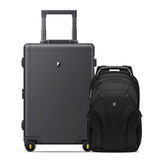 LEVEL8 Gibraltar Aluminum Carry on Luggage 20" Bundle with Laptop Backpack
