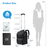 Sydioor Rolling Backpack, 17.7inch Rolling Backpack With Wheels for Adults, Roller Carry On Luggage Wheeled Backpack, Rolling Laptop Backpack for Men Women to Travel Business, Black