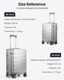 UrbanExplorer All Aluminum Carry On Luggage Hard Shell Suitcases with Spinner Wheels Zipperless Luggage 20 inch Small Carry On Suitcase for Short Trips, Sliver