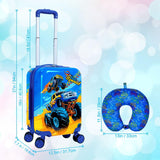 Lightweight Hardshell Spinner Kids Luggage Set 2PCS with Wheels - Airplane Approved Carry-On Suitcase for Boys & Children Ages 3-10, Car Rolling Suitcases Set for Elementary Toddler Travel