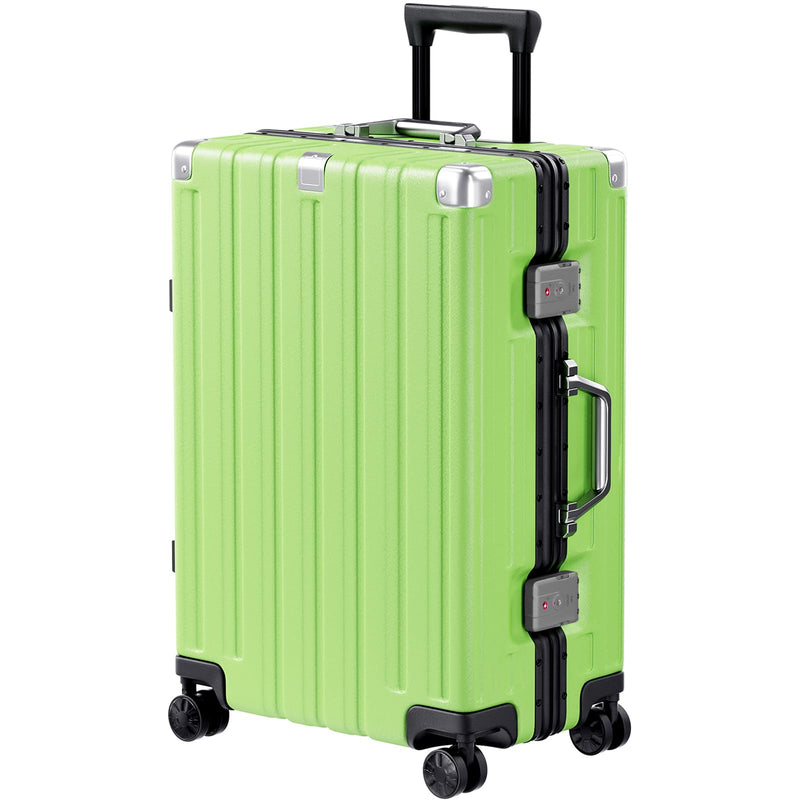 Krute Zipperless Luggage 24 Inch Aluminum Frame Suitcase with Spinner Wheels PC+ABS Hardide Checked Luggage TSA Approved