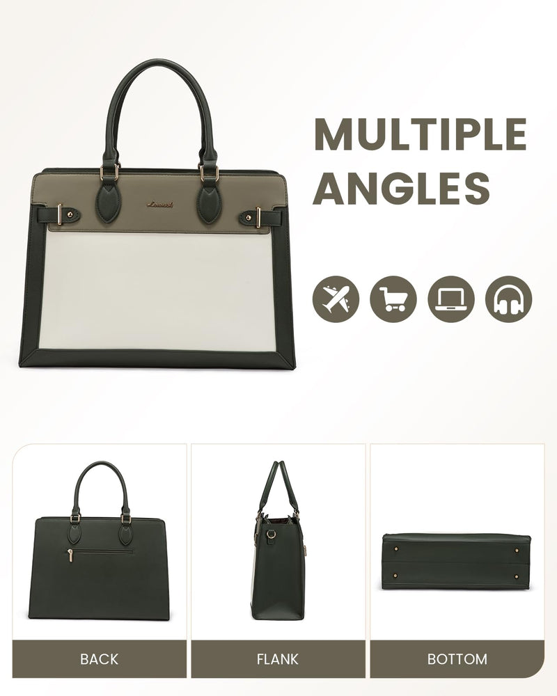 LOVEVOOK Laptop Bag for Women, 15.6 Inch Large PU Leather Tote Bag, Professional Teacher Work Bag, Waterproof Business Computer Briefcase, Shoulder Tote Purse for Office