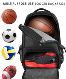 BROTOU Basketball Backpack, Large Basketball Bag with Shoes and Ball Compartment, Soccer Backpacks for Football/Volleyball (Black)