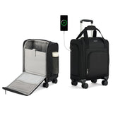 MILADA Underseat Carry On Luggage with Wheels, Airline Approved 16-inch Spinner Small Suitcase, Softside Travel Luggage, Personal Item Overnight Bag, Business Mini Suitcase for Women and Men, Black