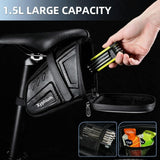 Xyphium Bike Saddle Bag EVA Hard Shell Waterproof 1.5L Bike Bag Under Seat Bike Storage Pouches for Adult Road Mountain Bikes