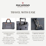 Ricardo Beverly Hills Montecito 2.0 Softside Rolling Duffel Bag with Wheels and Handle, Ideal Lightweight Travel Bag for Men and Women, 22-inch Wide, Grey