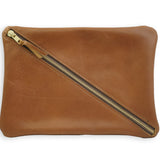 Rustico Large Soft Leather Toiletry Bag with Diagonal Zippers Expandable Dopp Kit Stores Flat 7x10 Made in USA | Saddle/Large
