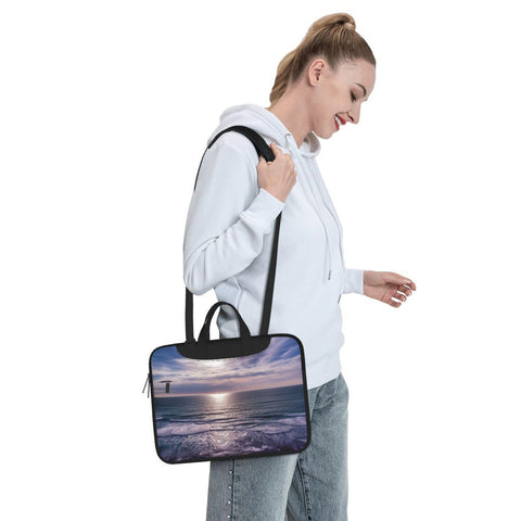Atlantic Ocean Print Laptop Shoulder Bag With Shoulder Strap Briefcase Slim Computer Bag For Women Men 13 inch