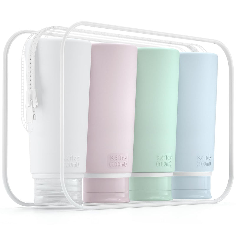 Valourgo Travel Bottles for Toiletries Tsa Approved Travel Size Containers BPA Free Leak Proof Travel Tubes Refillable Liquid Travel Accessories for Cosmetic Shampoo and Lotion Soap for travel, 4Pcs
