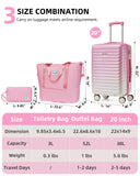 LARVENDER Carry on Luggage 22x14x9 Airline Approved, Expandable 20 Inch Hardside Suitcase with Wheels TSA Lock, PC+ABS Lightweight Carry on Suitcases for Women, Peach Sparkling (20/DB/TB)