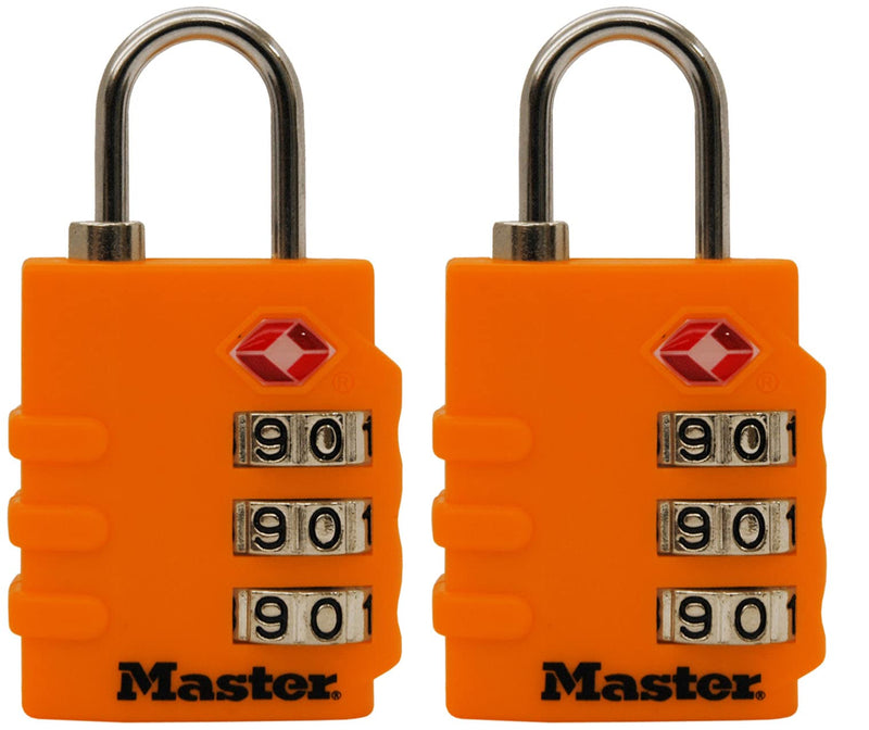 Master Lock 4684T Set Your Own Combination TSA Approved Luggage Lock, 1-3/8 in. Wide, Colors May Vary