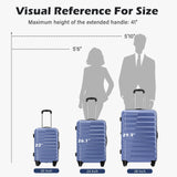 Coolife Luggage Sets, 3 Piece Hard Shell Suitcase Set with Spinner Wheels, Expandable Large Checked Luggage, Lightweight Rolling Carry On with TSA Lock Blue