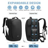 TANGCOLR Vacuum Travel Backpack with Pump for Men Women, 47L Expandable Vacpack Laptop Backpack Flight Approved with Vacuum Compression System