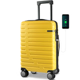 EMPSIGN Carry On Luggage with Spinner Wheels, Hard Shell Carry-On Expandable Suitcase 21x14x9 Airline Approved & Built-in TSA Lock, Durable Travel Rolling Suitcase, Carry-On 20-Inch, Yellow