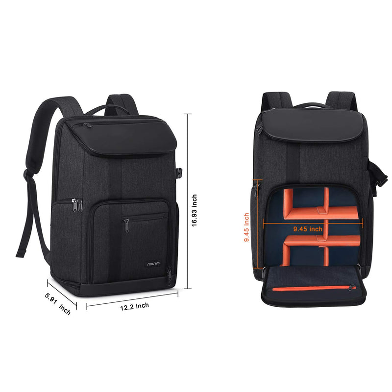 MOSISO Camera Backpack, DSLR/SLR/Mirrorless Large Men/Women Photography Camera Bag Case with 17.3 inch Laptop Compartment&Tripod Holder&Rain Cover Compatible with Canon/Nikon/Fuji/Laptop, Space Gray