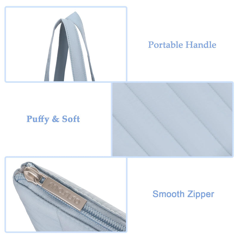 MOSISO Laptop Tote Bag, 13-13.3 inch Laptop Bag Compatible with MacBook Pro 14, HP, Dell, Lenovo, Asus Notebook, Vertical Quilted Casual Computer Briefcase for Business Office Work, Baby Blue