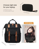 LOVEVOOK Laptop Backpack for Women, School Backpack for Teen Girls, Work Travel Backpack Purse, Commuter Business Computer Bag Teacher Nurse Bags, College Student Bookbag, 15.6 Inch, Black-brown