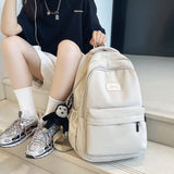 Aesthetic Backpack Cute Backpack for School College Backpack Large Capacity Bookbags for Girls Women Students Casual Travel Daypacks Solid Color(White)