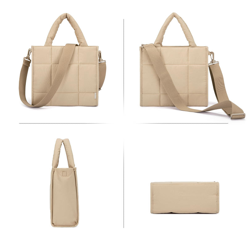 CLUCI Puffer Tote Bag for Women, Quilted Puffy Handbag, Lightweight Travel Crossbody Bag, Shoulder Purses for Shop Work Gym