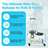 TIBIBOO Ride On Suitcase for Kids, Kids Ride On Luggage, 20” Carry On Kids Luggage with Wheels, Hard Shell Travel Suitcase for Ages 3–7