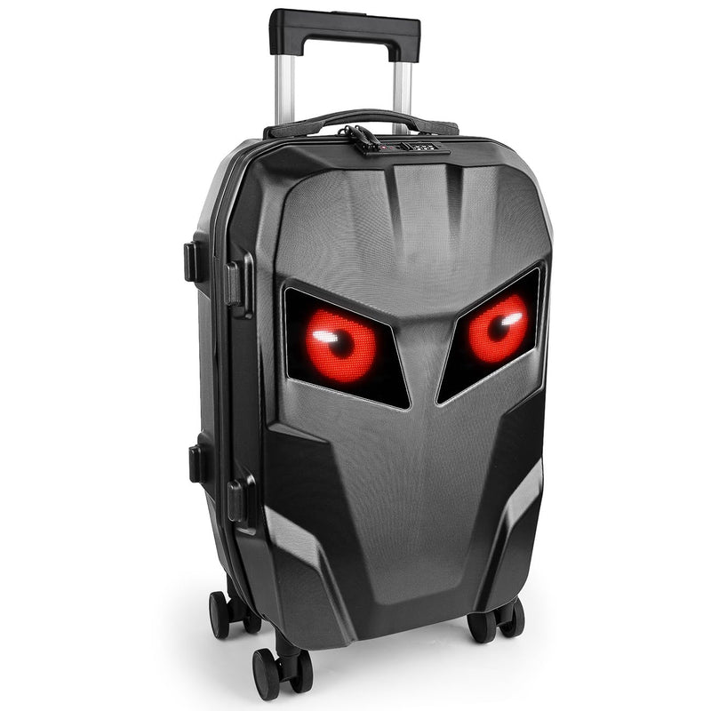 Gelrova [Battery not included] 20" Hardside LED Luggage, Explorer Smart Luggage - APP-Controlled LED Eyes, Airline-Approved Carry-On, ABS+PC Hard Shell