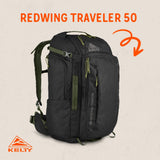 Kelty Redwing Traveler Backpack, Travel Pack with Wide U Zip Opening, Signature Wing Pockets, 30-50L Capacity (50L Black)