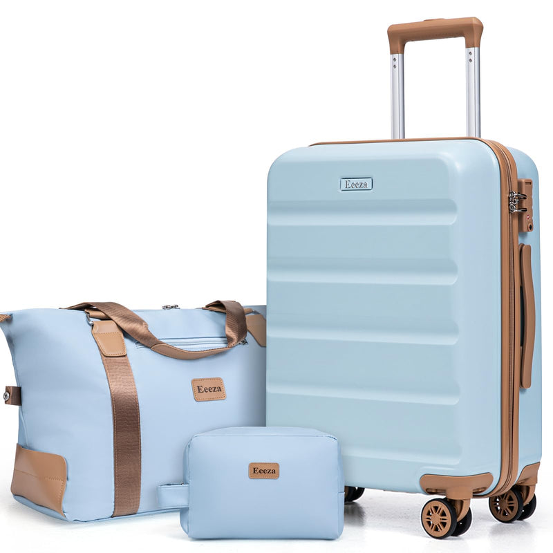 Eeeza Luggage Sets 3 Piece,Suitcases with Wheels,Carry On Luggage Set,ABS Hard Case Luggage with TSA Lock Spinner Wheels(3 Piece Sets,Blue(20"/DB/TB))