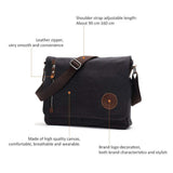 AUGUR Messenger Bag,Casual Shoulder Sling Bag Canvas Satchel Bag Crossbody Bags for Men Work Office Laptop Bag fit 13 inch - Black
