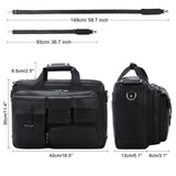 TIDING Genuine Leather Briefcase For Men 17.3 Inch Laptop Case Multi Pockets Business Travel Shoulder Messenger Bag_Black