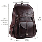 Handmade World Vintage Full Grain 20 Inch Leather Laptop LARGE Backpack Casual Bookbag Daypack Travel Rucksack (Brown)