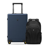 LEVEL8 Luminous Carry On Luggage 20" Inch with Laptop Backpack-Blue