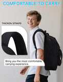 RAVUO Black School Backpack for Men Women | Classic College Bookbag for 15.6inch Laptop, Water Resistant Casual Daypack Schoolbag for Travel, Work