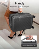 Carry On Luggage with Front Compartment and Cup Holder, KVF Expandable PC Hard Shell Suitcase with Front Pocket (FX-Plus, Gunmetal, 2-Piece (20/Tote))