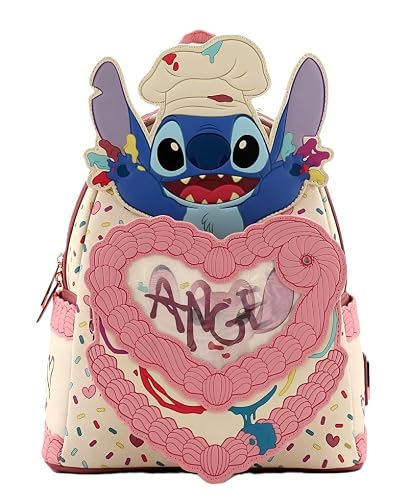 Loungefly Disney Lilo and Stitch Chef Stitch Angel Cake Mini Backpack Womens Sprinkles Hearts Bag | Backpacks4Less